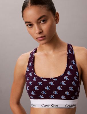Icon Cotton Modal Unlined Bralette, Collegiate Logo Purple
