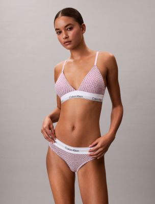 Icon Cotton Modal Lightly Lined Triangle Bralette, Stencil Heart / Spring Lilac