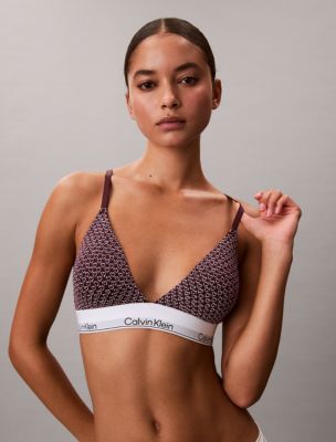 Icon Cotton Modal Lightly Lined Triangle Bralette, Stencil Heart / Dark Berry