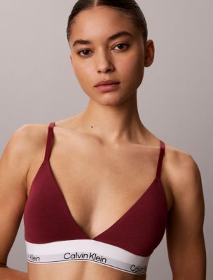 Icon Cotton Modal Lightly Lined Triangle Bralette, Established Red