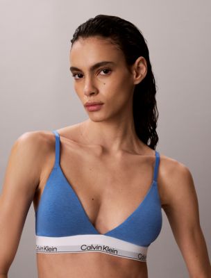 Icon Cotton Modal Lightly Lined Triangle Bralette, Poseidon Blue