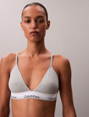Icon Cotton Modal Lightly Lined Triangle Bralette, Grey Heather