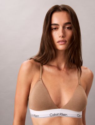 Icon Cotton Modal Lightly Lined Triangle Bralette, Soft Mocha 