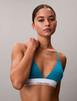 Icon Cotton Modal Lightly Lined Triangle Bralette, Teal Breeze