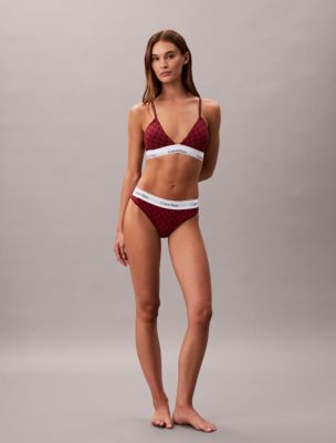 Icon Cotton Modal Lightly Lined Triangle Bralette, Seamless Emblem / Dark Berry