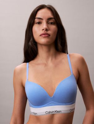 Icon Cotton Modal Plunge Bra, Blue Descent