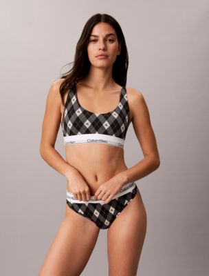 Бралетт Icon, лёгкая чашка, хлопок, модал — Calvin Klein, цвет: С ромбами чёрный — фото 1