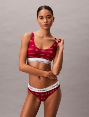 Icon Cotton Modal Lightly Lined Bralette, Climbing Logo Pin Stripe+Scooter