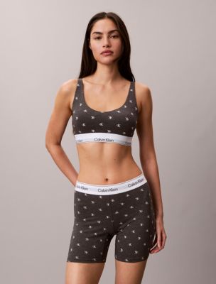 Icon Cotton Modal Lightly Lined Bralette, Diamond Logo / Charcoal Heather