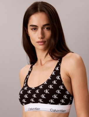 Icon Cotton Modal Lightly Lined Bralette, Collegiate Logo Small+Black