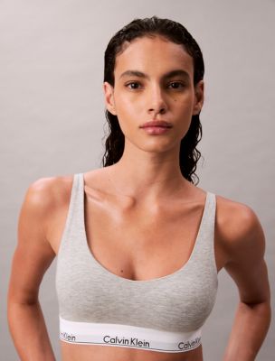 Icon Cotton Modal Lightly Lined Bralette, Grey Heather