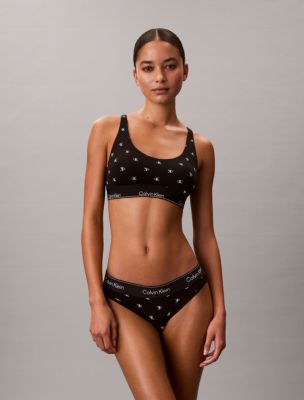 Icon Cotton Modal Lightly Lined Bralette, Diamond Logo Black