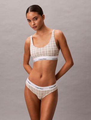 Icon Cotton Modal Lightly Lined Bralette, Dunn Plaid+Chalk