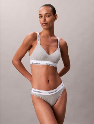 Icon Cotton Modal Lightly Lined Bralette, Grey Heather