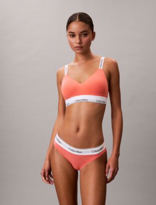 Icon Cotton Modal Lightly Lined Bralette, Coral Pop