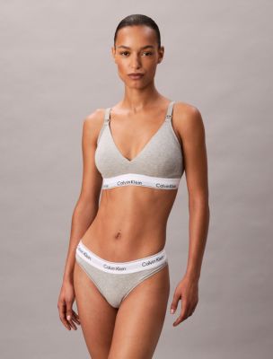 Icon Cotton Modal Maternity Lightly Lined Triangle Bralette, Grey Heather
