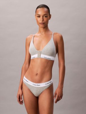 Icon Cotton Modal Lightly Lined Triangle Bralette, Grey Heather