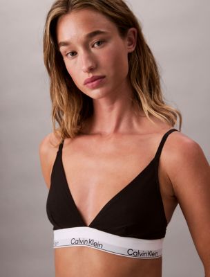 Icon Cotton Modal Unlined Triangle Bralette, Black