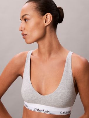 Icon Cotton Modal Unlined Triangle Bralette, Grey Heather