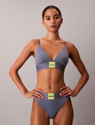 Modern Logo Unlined Triangle Bralette, Metro Grey
