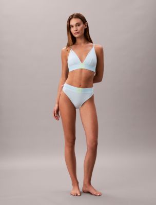 Modern Logo High Waist Bikini, Airy Blue