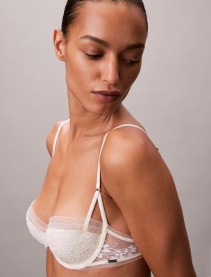 CK Black Bridal Lightly Lined Balconette Bra, Antique White