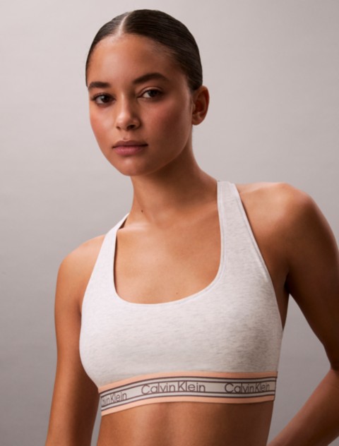 Бралетт Icon, мягкая чашка, хлопок, модал, в полоску — Calvin Klein
