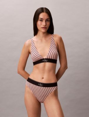 Graphic Monogram Microfiber Stretch Lightly Lined Triangle Bralette