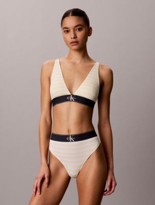 Graphic Monogram Microfiber Stretch Lightly Lined Triangle Bralette, Cent Stripe Anise Flower