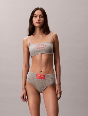 Heritage Classic Cotton Stretch Lightly Lined Bandeau Bralette, Grey Heather