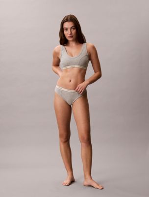 Heritage Cotton Stretch Thong, Grey Heather