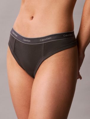 Трусы-стринги Heritage, хлопок, стрейч — Calvin Klein, цвет: Чёрный устричный — фото 2