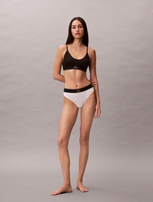 Graphic Monogram Microfiber Stretch Thong, White