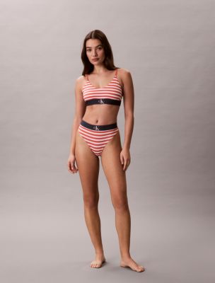 Graphic Monogram Microfiber Stretch Thong, Stripe Acorn Orange