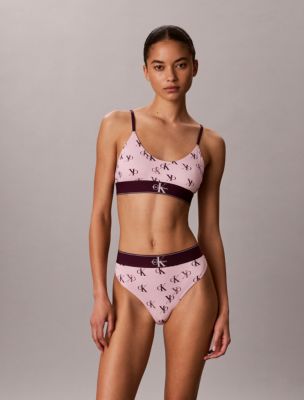 Graphic Monogram Microfiber Stretch Thong, Smudge Ck Small Hawaii Orchid