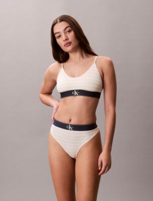 Graphic Monogram Microfiber Stretch Thong, Stripe Anise Flower