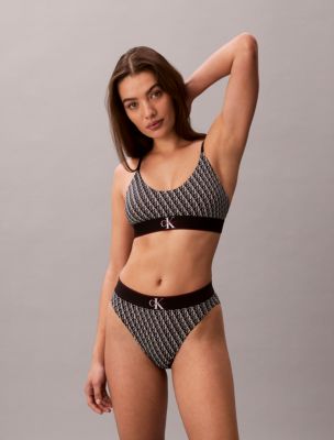 Graphic Monogram Microfiber Stretch Unlined Bralette | Calvin Klein