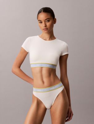 Icon Cotton Modal Stripe Lightly Lined T-Shirt Bralette, Tofu