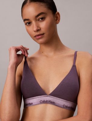 Icon Cotton Modal Metallic Lightly Lined Triangle Bralette, Vintage Violet