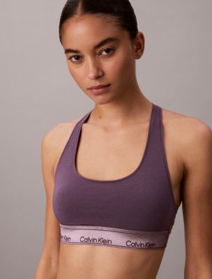 Icon Cotton Modal Metallic Unlined Bralette, Vintage Violet