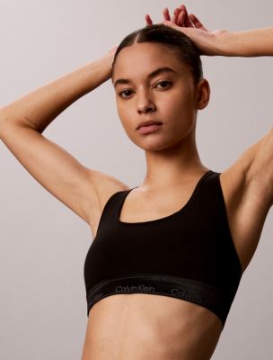 Icon Cotton Modal Metallic Unlined Bralette, Black
