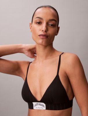 Heritage Classic Cotton Stretch Lightly Lined Triangle Bralette, Black