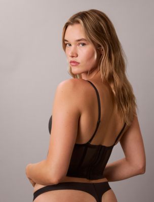 Женский сетчатый корсет Calvin Klein Minimalist с легкой чашкой, корректирующий, цвет: Чёрный — фото 2