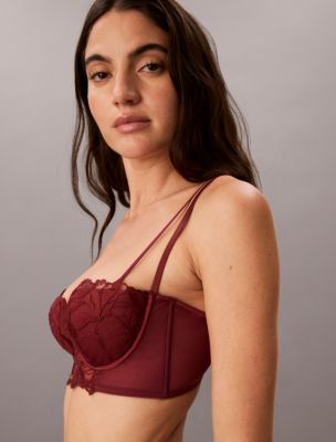 CK Black Floral Lace Lightly Lined Balconette, Established Red
