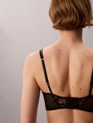 Бюстгальтер-балконет Calvin Klein CK Black с легкой чашкой, цветочное кружево, цвет: Чёрный — фото 5