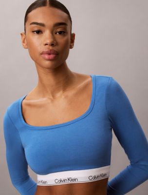 Icon Cotton Modal Lightly Lined T-Shirt Bralette, Poseidon Blue