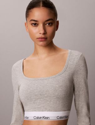 Icon Cotton Modal Lightly Lined T-Shirt Bralette, Grey Heather