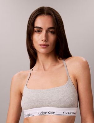 Icon Cotton Modal Unlined Bralette, Grey Heather