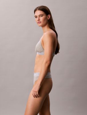 Бра Icon, хлопок, модал, в рубчик, в полоску — Calvin Klein, цвет: Серый меланжевый — фото 3