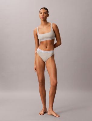 Бралетт Icon, хлопок, модал, в рубчик, в полоску — Calvin Klein, цвет: Серый меланжевый — фото 3
